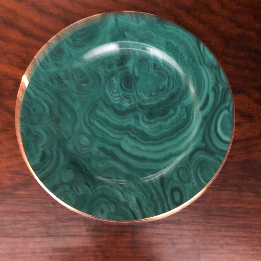 Vintage Neiman Marcus green malachite dessert / bread plate Set of 8